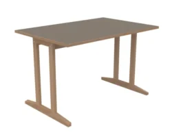 Table Soline piétement à dégagement latéral - 120 x 80 cm - hêtre verni naturel - chant alaisé