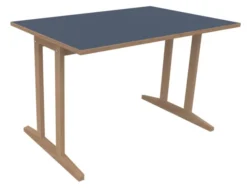 Table Soline piétement à dégagement latéral - 120 x 80 cm - hêtre verni naturel - chant alaisé