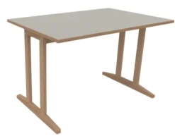 Table Soline piétement à dégagement latéral - 120 x 80 cm - hêtre verni naturel - chant alaisé