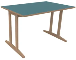 Table Soline piétement à dégagement latéral - 120 x 80 cm - hêtre verni naturel - chant alaisé
