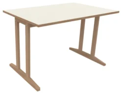 Table Soline piétement à dégagement latéral - 120 x 80 cm - hêtre verni naturel - chant alaisé