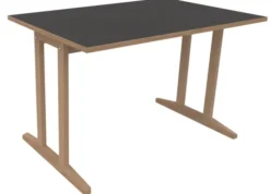 Table Soline piétement à dégagement latéral - 120 x 80 cm - hêtre verni naturel - chant alaisé