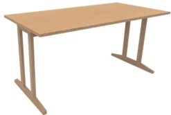 Table Soline piétement à dégagement latéral - 160 x 80 cm - hêtre verni naturel - chant alaisé