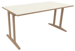 Table Soline piétement à dégagement latéral - 160 x 80 cm - hêtre verni naturel - chant alaisé