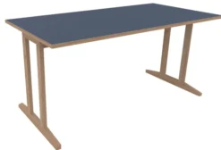 Table Soline piétement à dégagement latéral - 160 x 80 cm - hêtre verni naturel - chant alaisé