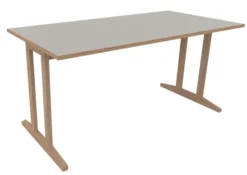 Table Soline piétement à dégagement latéral - 160 x 80 cm - hêtre verni naturel - chant alaisé