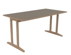 Table Soline piétement à dégagement latéral - 160 x 80 cm - hêtre verni naturel - chant alaisé