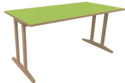 Table Soline piétement à dégagement latéral - 160 x 80 cm - hêtre verni naturel - chant alaisé