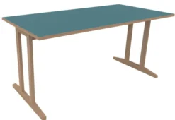 Table Soline piétement à dégagement latéral - 160 x 80 cm - hêtre verni naturel - chant alaisé