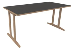 Table Soline piétement à dégagement latéral - 160 x 80 cm - hêtre verni naturel - chant alaisé