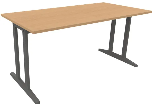 Table Soline piétement à dégagement latéral - 160 x 80 cm - hêtre verni teinté - chant plastique