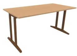 Table Soline piétement à dégagement latéral - 160 x 80 cm - hêtre verni teinté - chant plastique