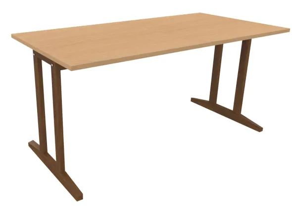 Table Soline piétement à dégagement latéral - 160 x 80 cm - hêtre verni teinté - chant plastique