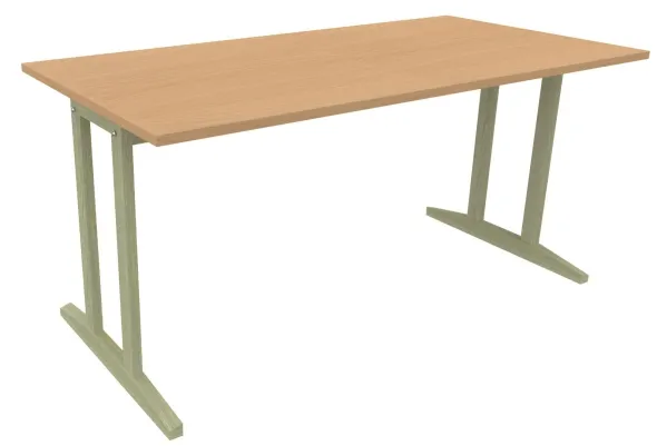 Table Soline piétement à dégagement latéral - 160 x 80 cm - hêtre verni teinté - chant plastique