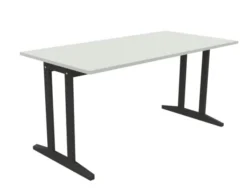 Table Soline piétement à dégagement latéral - 160 x 80 cm - hêtre verni teinté - chant plastique