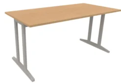 Table Soline piétement à dégagement latéral - 160 x 80 cm - hêtre verni teinté - chant plastique