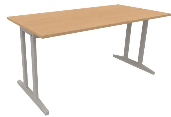 Table Soline piétement à dégagement latéral - 160 x 80 cm - hêtre verni teinté - chant plastique