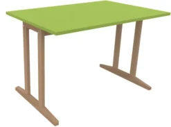 Table Soline piétement à dégagement latéral - 120 x 80 cm - hêtre verni naturel - chant plastique