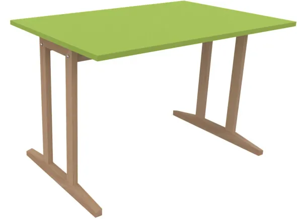 Table Soline piétement à dégagement latéral - 120 x 80 cm - hêtre verni naturel - chant plastique