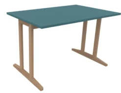 Table Soline piétement à dégagement latéral - 120 x 80 cm - hêtre verni naturel - chant plastique