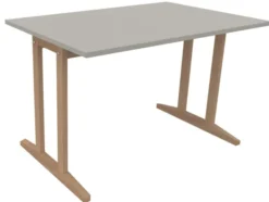 Table Soline piétement à dégagement latéral - 120 x 80 cm - hêtre verni naturel - chant plastique