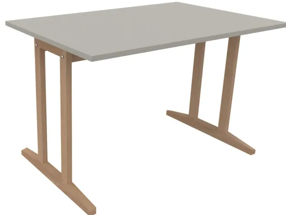 Table Soline piétement à dégagement latéral - 120 x 80 cm - hêtre verni naturel - chant plastique