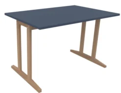 Table Soline piétement à dégagement latéral - 120 x 80 cm - hêtre verni naturel - chant plastique