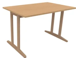 Table Soline piétement à dégagement latéral - 120 x 80 cm - hêtre verni naturel - chant plastique