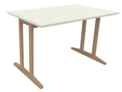 Table Soline piétement à dégagement latéral - 120 x 80 cm - hêtre verni naturel - chant plastique
