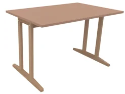 Table Soline piétement à dégagement latéral - 120 x 80 cm - hêtre verni naturel - chant plastique