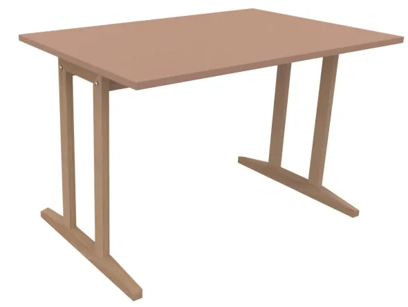 Table Soline piétement à dégagement latéral - 120 x 80 cm - hêtre verni naturel - chant plastique