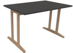 Table Soline piétement à dégagement latéral - 120 x 80 cm - hêtre verni naturel - chant plastique