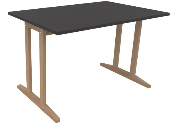 Table Soline piétement à dégagement latéral - 120 x 80 cm - hêtre verni naturel - chant plastique