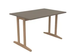 Table Soline piétement à dégagement latéral - 120 x 80 cm - hêtre verni naturel - chant plastique