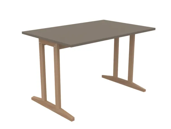 Table Soline piétement à dégagement latéral - 120 x 80 cm - hêtre verni naturel - chant plastique