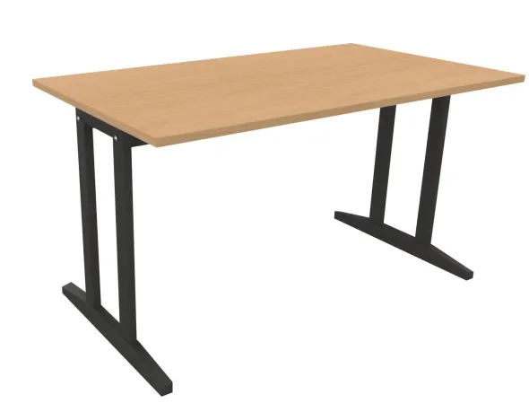 Table Soline piétement à dégagement latéral - 140 x 80 cm - hêtre verni teinté - chant plastique