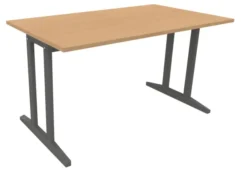 Table Soline piétement à dégagement latéral - 140 x 80 cm - hêtre verni teinté - chant plastique