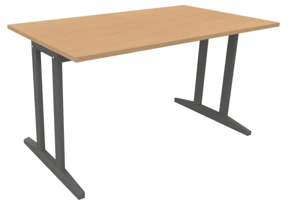 Table Soline piétement à dégagement latéral - 140 x 80 cm - hêtre verni teinté - chant plastique