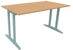 Table Soline piétement à dégagement latéral - 140 x 80 cm - hêtre verni teinté - chant plastique