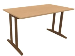Table Soline piétement à dégagement latéral - 140 x 80 cm - hêtre verni teinté - chant plastique