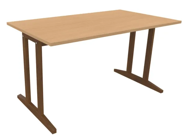 Table Soline piétement à dégagement latéral - 140 x 80 cm - hêtre verni teinté - chant plastique