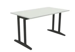 Table Soline piétement à dégagement latéral - 140 x 80 cm - hêtre verni teinté - chant plastique