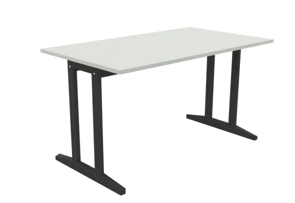 Table Soline piétement à dégagement latéral - 140 x 80 cm - hêtre verni teinté - chant plastique