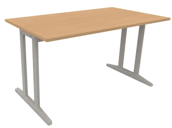 Table Soline piétement à dégagement latéral - 140 x 80 cm - hêtre verni teinté - chant plastique