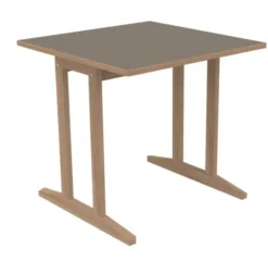 Table Soline piétement à dégagement latéral - 80 x 80 cm - hêtre verni naturel - chant alaisé