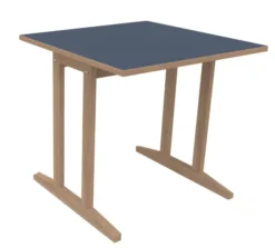 Table Soline piétement à dégagement latéral - 80 x 80 cm - hêtre verni naturel - chant alaisé