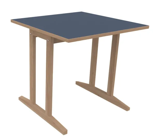 Table Soline piétement à dégagement latéral - 80 x 80 cm - hêtre verni naturel - chant alaisé
