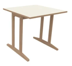 Table Soline piétement à dégagement latéral - 80 x 80 cm - hêtre verni naturel - chant alaisé
