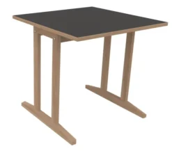 Table Soline piétement à dégagement latéral - 80 x 80 cm - hêtre verni naturel - chant alaisé