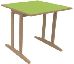 Table Soline piétement à dégagement latéral - 80 x 80 cm - hêtre verni naturel - chant alaisé